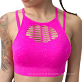 Mulheres vestidos esportes usam cores respiráveis ​​Pure Removable Chest Pad Straps Ajustado Bra esportivo feminino